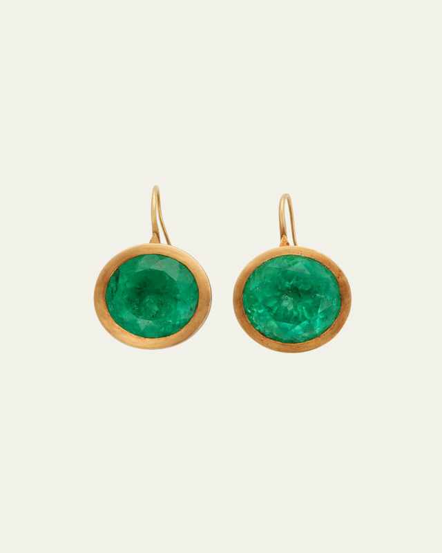 Giant Round Emerald Cone-Shape Earrings